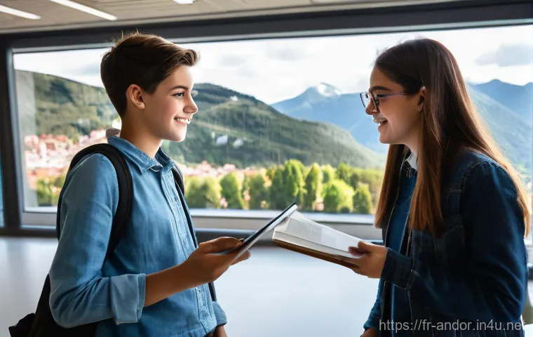안도라 교육 시스템 - **Outdoor Holistic Education in the Andorran Mountains**
    Create an image showcasing a group of p...