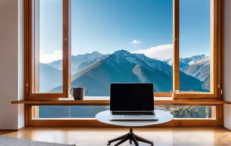 안도라에서의 디지털 노마드 생활 - **Andorran Mountain Office with a View**
    A vibrant and diverse young adult, approximately 25-35 ...