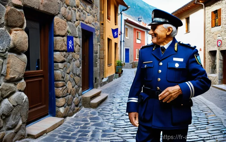 안도라에서의 경찰과 법률 체계 - **Andorran Community Policing:** A brightly lit, medium shot capturing a friendly interaction betwee...