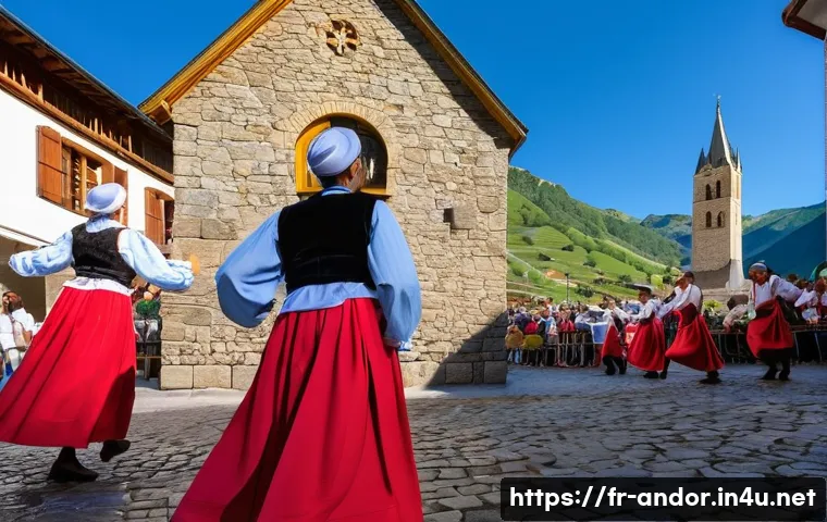안도라 사람들의 성향과 민족성 - **"A vibrant Andorran national festival scene in a picturesque old mountain village, with diverse gr...