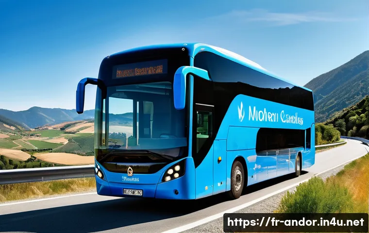 안도라에서 바르셀로나 가는 방법 - A modern, comfortable long-distance bus traveling through scenic mountainous roads between Andorra a...