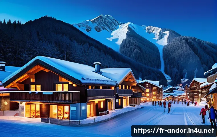 안도라 팔아르칼리스 스키 리조트 - A panoramic winter mountain ski resort scene showcasing diverse ski slopes suitable for all levels: ...