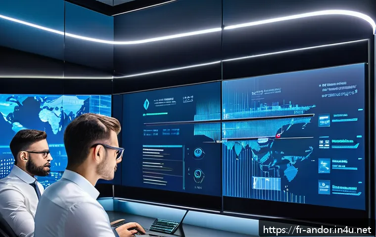 안도라 은행 시스템 및 금융 - A modern Andorran bank’s digital security operations center, showing diverse cybersecurity experts m...