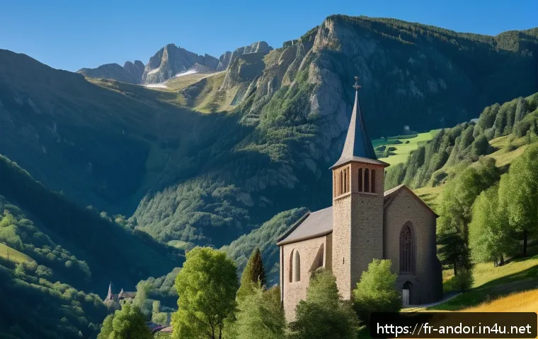 안도라의 유네스코 문화유산 - A serene Romanesque church nestled in a picturesque Andorran mountain village, featuring simple yet ...